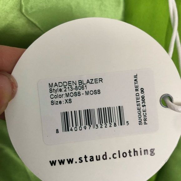 NWT Staud Madden Moss green satin blazer Size XS - Picture 6 of 8